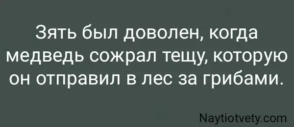 Зять был доволен, когда медведь сожрал тещу, которую он отправил в лес